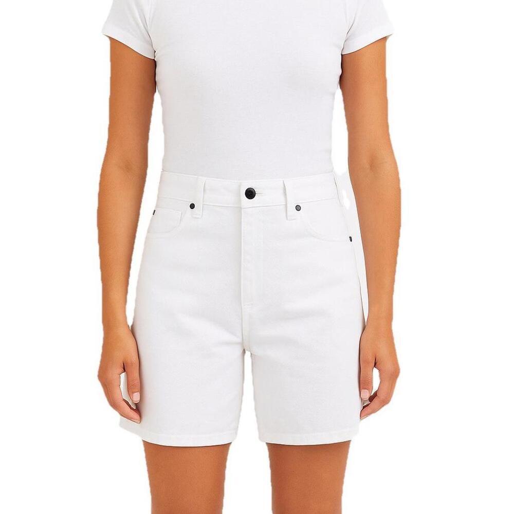 NYDJ Women's Size US8P Optic White Mid Rise Cuffed Briella Twill Bermuda Shorts